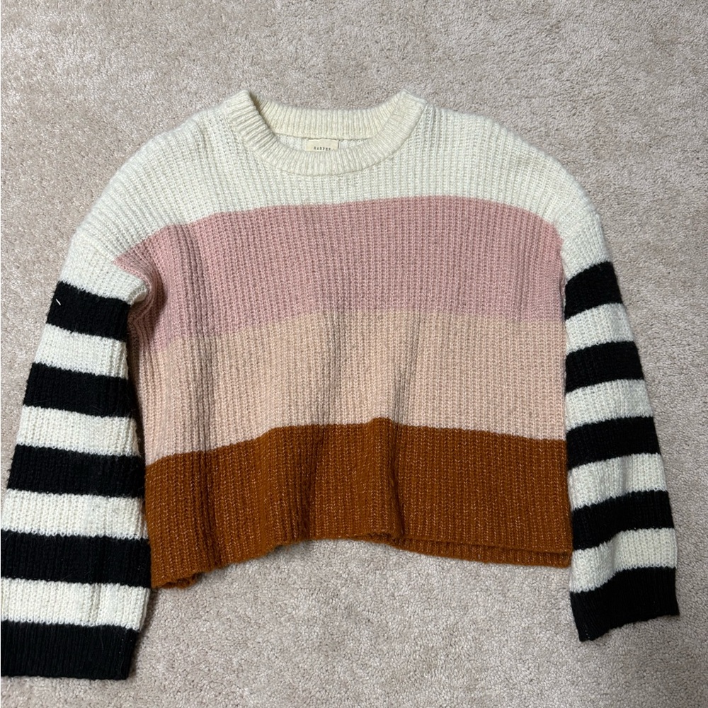 Striped Colorblock Cropped Sweater